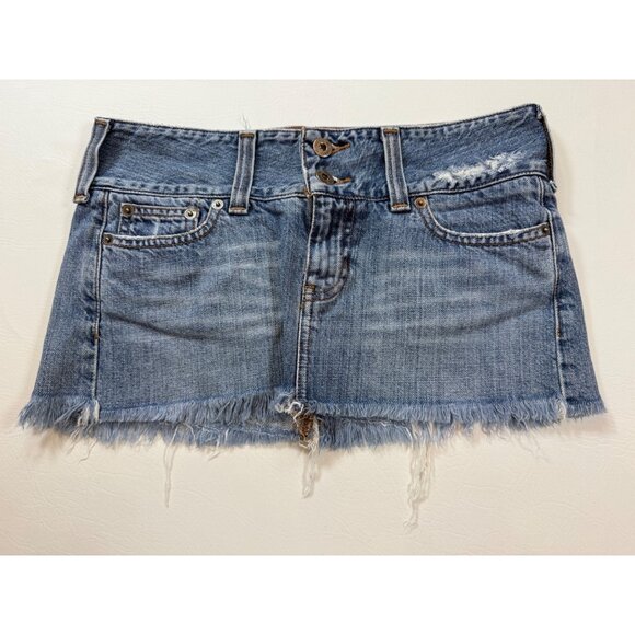 Y2K Hollister Co. Worn-Out Distressed Denim Skirt Size 3 micro mini (bin S116) - Picture 1 of 8